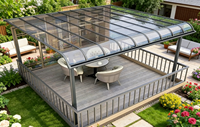 Wandmontierte Gartenlaube Outdoor Wasserdichtes Transparentes Polycarbonat-Vordach PC Geprägte Dacheindeckung Überdachte Sonnenschutz-Pergola