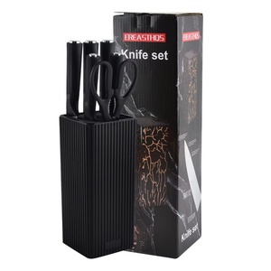 Juego de Cuchillos de Cocina de Acero Inoxidable de Nuevo Diseño, Tijeras, Cuchillo de Chef, Cuchillo Multiusos, Cuchillos Afilados con Mango de Plástico - Product Image 6