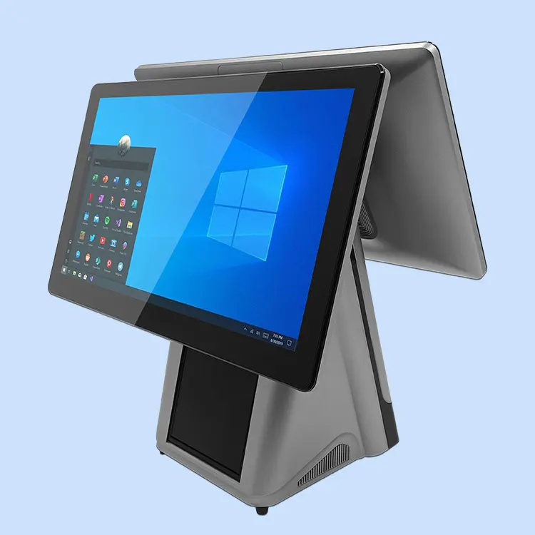 15.6 Inch Retail Alles In Een Pos Pc Desktop Dual Touchscreen Windows Android Printer Pos Systeem Terminal Verkooppunt Machine