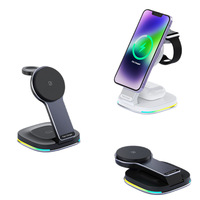 Nouveau chargeur sans fil magnétique pliable 3-en-1 en alliage d'aluminium 15W pour téléphone portable, montre connectée, écouteurs, port Type-C 9V/2A