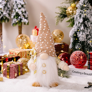 Handmade Rudolph Doll Window Decorations for <b>Christmas</b> New Arrival Stuffed Hat Lights Holding Gifts Long Beard Cane for Home - Product Image 6