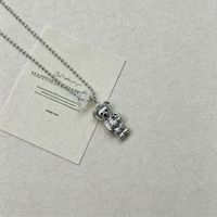 Collier long en alliage de zinc avec perles en forme d'ours en peluche peint style Ins, motif animal, inaltérable, simple et polyvalent, chaîne de pull