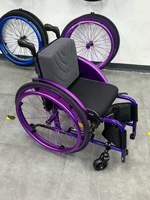 Fauteuil roulant sportif manuel léger en fibre de carbone violette 5805, pliable, roues arrière à dégagement rapide, fauteuil roulant actif, vente chaude