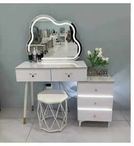 Modern Makeup Vanity Table <b>With</b> <b>Lighted</b> <b>Mirror</b> Storage Desk For Bedroom Furniture - Product Image 1