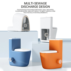 Hiện đại màu xanh gốm một mảnh sàn gắn nhà vệ sinh bát dual-tuôn ra tự động khử mùi S-trap khách sạn phòng tắm - Product Image 5