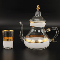 Vente en gros de verrerie : Ensemble théière et tasses en verre borosilicate avec couvercle, comprenant un pichet et des tasses à thé