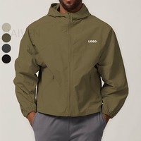 OEM Offres Spéciales Hommes Outdoor Training Fitness Wear Manteaux avec fermeture éclair Manteau de sport logo personnalisé Imperméable Coupe-vent Veste à capuche
