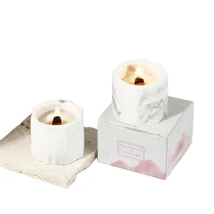 Hexagonal gypsum cup customized wood and cotton core environmentally friendly smokeless soy wax aromatherapy candle
