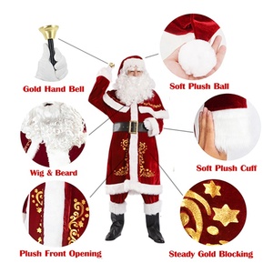 12 pièces ensemble velours père noël Costume pour homme femmes noël père noël Costume noël Cosplay fantaisie noël fête Costume noël Cosplay - Product Image 4
