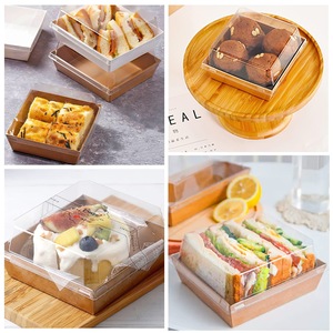 Aseptic Eco-Friendly Cardboard <b>Paper</b> <b>Boxes</b> Transparent Square Cake Box Sandwich Packaging Box Dessert Box with Custom Design - Product Image 3