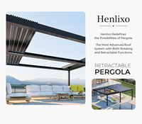 Pergola bioclimatique motorisée de luxe en aluminium 150 °   Volets réglables coupe-vent résistants aux UV avec LED pour terrasse extérieure