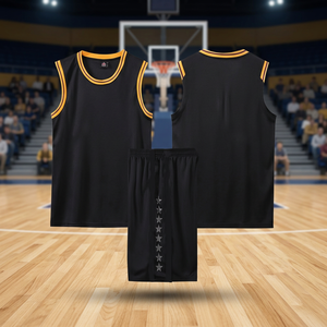 Ensemble de maillot de basket sans manches personnalisé 100% polyester avec short, logo imprimé par transfert thermique, antibactérien, pour hommes, femmes et adultes - Product Image 1