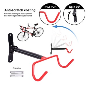 Supporto <span class=keywords><strong>da</strong></span> Parete per Bicicletta, Gancio <span class=keywords><strong>Doppio</strong></span> per Mountain Bike e Bici Senza Pedali, <span class=keywords><strong>Portabici</strong></span> <span class=keywords><strong>da</strong></span> Interno/Esterno con Capacità di Carico di 25kg - Product Image 2
