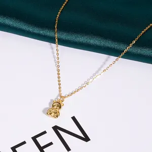18k Necklace 925 Sterling Silver Mini Bear Doll Necklace Cartoon Cute Teddy Quality Assurance Popular 18k Gold Plated Jewelry For Women