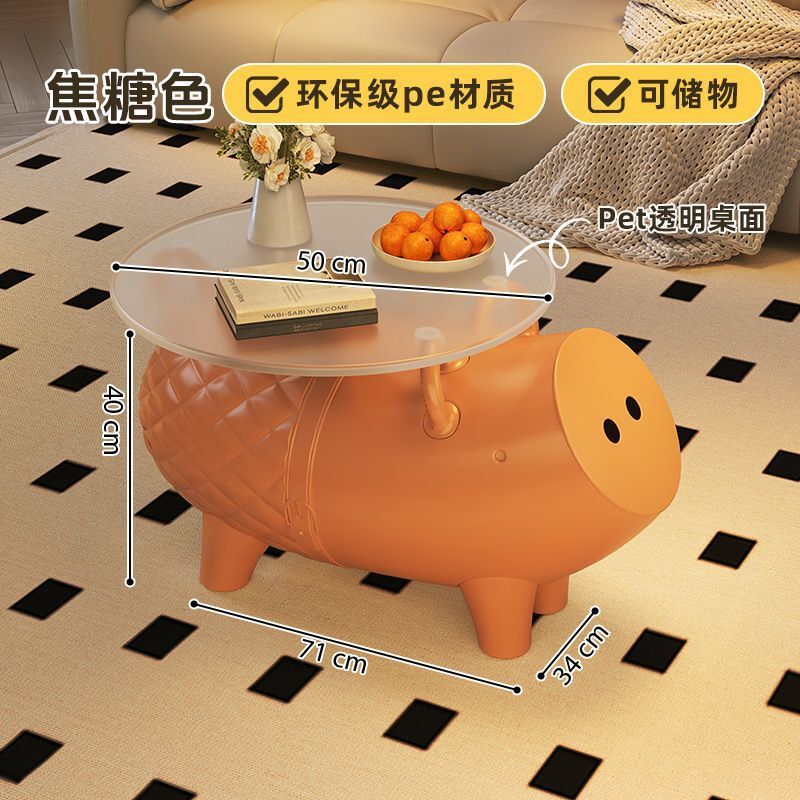 Cute piggy tea table [orange] transparent tea table plate