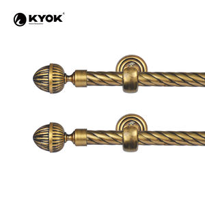 Tringle à rideau KYOK en or antique avec embout orné, poulie lisse à forte charge, vente en gros - Product Image 5