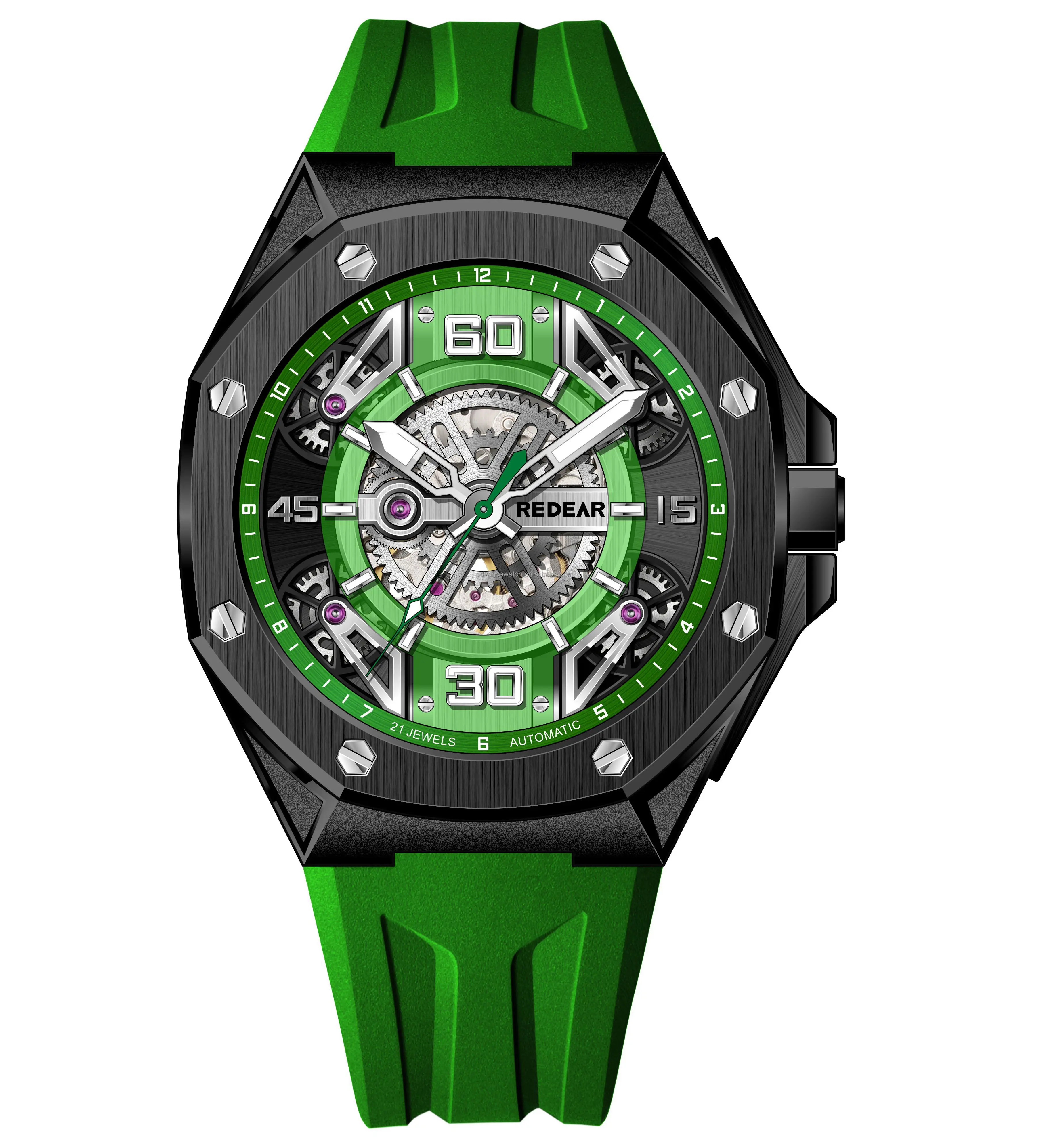 Shenzhen Horloge Fabriek Direct Beste Prijs Met Miyota 8n24 316l Roestvrij Staal Kast Kristal Glas 10atm Fluor Rubberen Band
