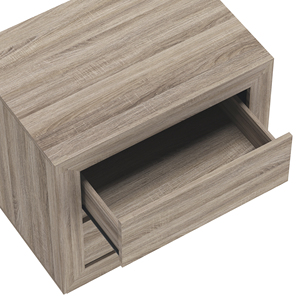 Nightstand In Natural Oak Wood Finish With Two <b>Drawers</b> <b>For</b> Bedroom <b>Storage</b> - Product Image 5