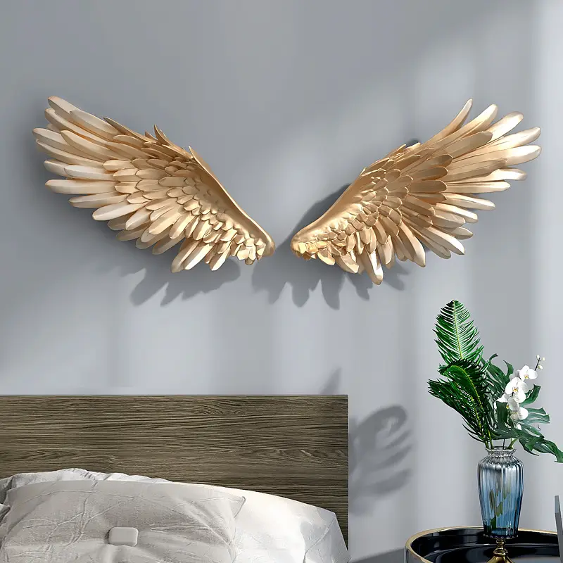 Luxury Style Gold Art Large Wall Hanging Feather Home Decor Backdrop Living Room Bedroom
