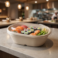 Bol jetable écologique en pulpe de 770 ml avec couvercle pour pique-nique en extérieur, buffet, traiteur, événements et fêtes