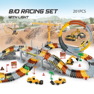 201PCS costruzione pista da corsa giocattoli auto Set veicolo da corsa elettrico flessibile rotazione <span class=keywords><strong>di</strong></span> 360 gradi treno pista costruzione corsa su strada - Product Image 2