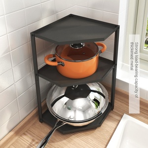 Estante de almacenamiento de cocina de <span class=keywords><strong>Metal</strong></span> multicapa, estante de fregadero de maceta de diseño Simple para el hogar con esquina triangular, unidad de almacenamiento de tres capas - Product Image 4