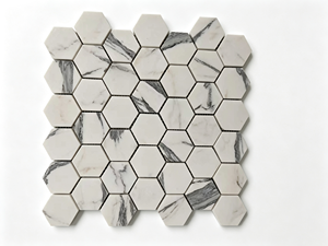 Carrelage hexagonal en marbre blanc Calacatta, finition mate, imperméable, pour sol de salle de bain - Product Image 1