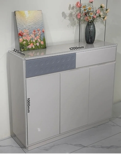 Modern Freestanding <b>Shoe</b> <b>Rack</b> Cabinet Gray White Entryway <b>Storage</b> Console Ventilated Door Home Furniture - Product Image 3