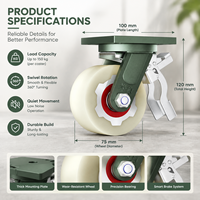 Roue en nylon avec noyau en fer, roulement à billes solide pour chariot industriel, équipement d'usine, tailles de rayonnages sur mesure