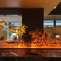 Cheminée Linéaire Moderne en Acier à Flamme Réaliste 750mm avec Télécommande, Effet Vapeur d'Eau 3D pour Villas
