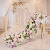 Offre Spéciale 200CM fait à la main en soie Rose fleurs artificielles personnalisé sec mariage événement décor fleur rangée chemin de Table pour les mariages