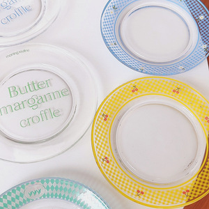 Petite <span class=keywords><strong>assiette</strong></span> en verre transparente, résistante aux micro-ondes et aux hautes températures, motif végétal, <span class=keywords><strong>assiette</strong></span> plate pour fruits, gâteaux et desserts - Product Image 2