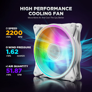 พัดลมคอมพิวเตอร์ LED RGB 120มม. ควบคุมอุณหภูมิความเร็วสูงสำหรับพีซี - Product Image 6