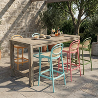 Chaise contemporaine en rotin à pieds hauts, tabouret de salle à manger empilable en plastique moderne, tabouret de bar domestique – Vente en gros