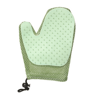 Gants de toilettage pour animaux de compagnie, double face, en maille verte et caoutchouc TPR, pour le nettoyage et le massage des chats - Product Image 3