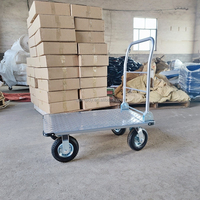 Chariot à plateforme manuel pliable en acier robuste avec roulettes en caoutchouc de 8 pouces, capacité de 400 kg, chariot d'entrepôt