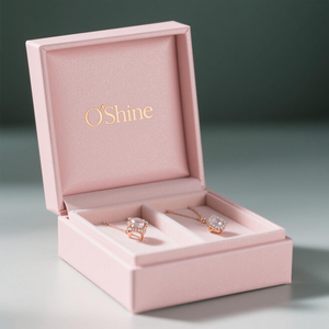 Portagioie con Logo personalizzato, cassetto scorrevole in cartone stampato rosa, per orecchini con collana, confezione regalo elegante - Product Image 2