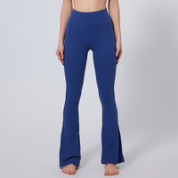 Pantalon de sport de levage de hanche nu pour femmes avec LOGO personnalisé pantalon évasé serré de danse en cours d'exécution pantalon de yoga taille haute à jambes larges