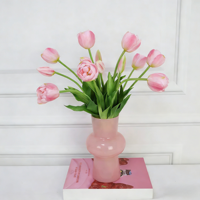 Bouquet de tulipes artificielles en PVC souple de haute qualité, réaliste, 40 cm, pour mariage, table, fait main, fête des Mères, remise de diplôme, vente en gros 9