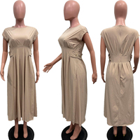 Robe décontractée populaire et élégante pour femme, couleur unie, col rond, coupe ample, en nylon tricoté, collection 2026
