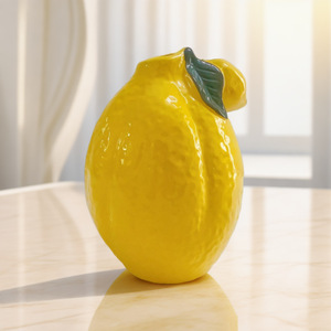 Jarrón de Cerámica Creativo con Forma de Limón Falso y Autorriego - Decoración Moderna con Planta Artificial para Escritorio - Product Image 4