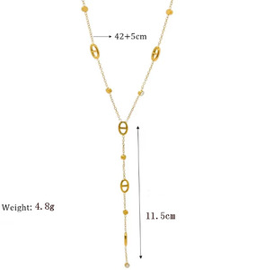 Collar de Acero Inoxidable con Borla de Nariz de Cerdo Estilo Clásico, Chapado en Oro de 18k, Exquisito Collar de Clavícula para Mujer - Product Image 6