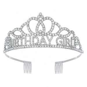 Couronne de princesse pour fille d'anniversaire avec strass, bandeau festif pour fête d'anniversaire, couronne 'Joyeux anniversaire' - Product Image 6