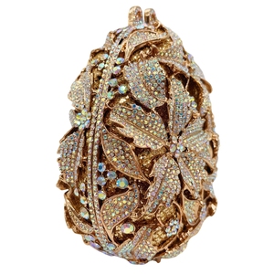 Bolso de Noche 3D con Cristales Brillantes para Mujer, Bolso de Mano Formal con Pedrería Floral y Cadena Metálica Desmontable - Product Image 6