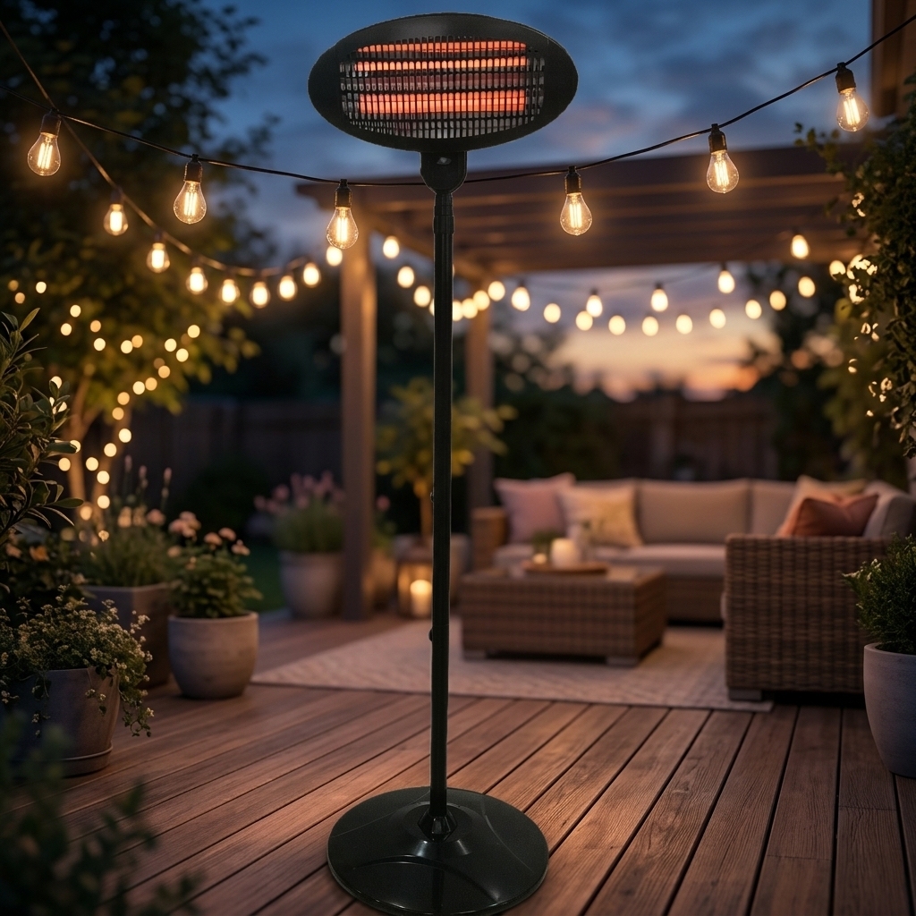 1500W 220V Vertical Standing Infrared Heater Freestanding Waterproof Outdoor Patio Heater for Backyard
