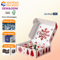 Caja de Correo Navideña Ecológica, Cajas de Envío Corrugadas, Caja de Cartón Reciclable de Papel Kraft, Impresión de Logotipo Personalizado, Decoración Navideña