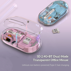 Tùy Chỉnh Sáng Tạo Thời Trang Mát Mẻ Di Động <span class=keywords><strong>5D</strong></span> Không Dây Rõ Ràng Minh Bạch Chuột Có Thể Sạc Lại 2.4G Bt Loại-C Im Lặng Văn Phòng Chuột - Product Image 5