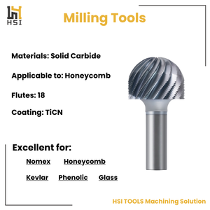 Outils d'enlèvement de nid d'abeille CNC 18 cannelures de grand diamètre avec outils de fraisage de nez de boule de coupe centrale pour perceuse à coupe aveugle Honeycombe - Product Image 2