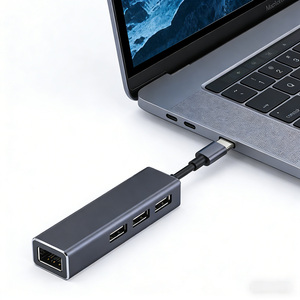 USB 3.1 <span class=keywords><strong>Type</strong></span>-<span class=keywords><strong>C</strong></span> ถึง 3xUSB2.0 + ฮับ RJ45 <span class=keywords><strong>OTG</strong></span> อะแดปเตอร์อีเธอร์เน็ต 10/100M อลูมิเนียมอัลลอยด์ รองรับ USB 1.1/2.0 ได้รับการรับรอง CE/FCC/RoHS - Product Image 5