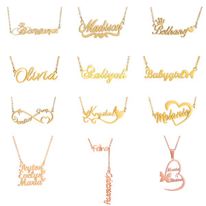 Bijoux en or 2023 Alphabet <span class=keywords><strong>arabe</strong></span> Initiale personnalisée Nom <span class=keywords><strong>arabe</strong></span> Pendentif Ensemble de bijoux Collier Bracelets personnalisés - Product Image 2